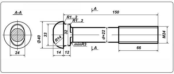 Схема болта стыкового М24х150