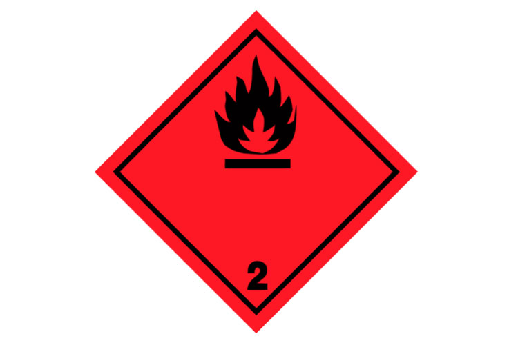 Знак «Опасность груза - воспламеняющиеся газы»